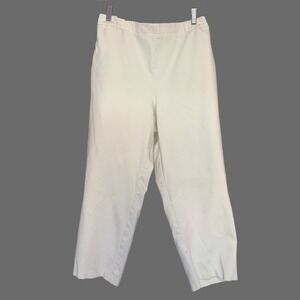 ELOQUII Size 24 Plus Women Ivory Dress Pants Elastic Waist Stretch Wide Leg Crop